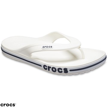 Crocs 卡駱馳 (中性鞋) 貝雅卡駱班夾腳拖-白色/深藍色-205393-126_洞洞鞋