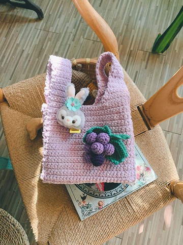 葡萄串串 包包 送閨蜜 送朋友 手工編織毛線 純手工手提包成品