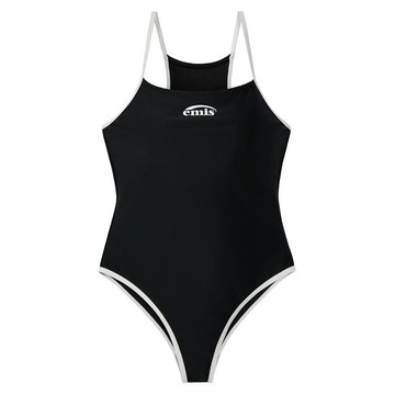 韓國 emis BACK HOLE SWIMSUIT 鏤空背心連身泳衣 黑色BLACK