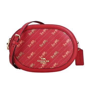 COACH CAMERA 浮水印馬車PVC圓弧斜背包(小/紅)