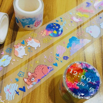 12:00+系列 霓光效果 霧面PET手帳紙膠帶