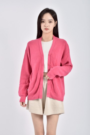 (L) uniqlo棉質排扣粉色外套