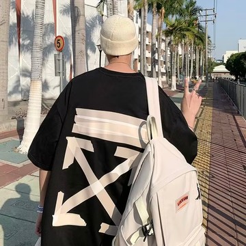 韓版休閑短袖 寬鬆T賉 短袖男 印花短袖 oversize 圓領T賉 五分袖 落肩袖 多色可選『癮品流行』