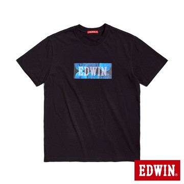 EDWIN 男款 人氣復刻款 地蓋紋LOGO短袖T恤(黑色)