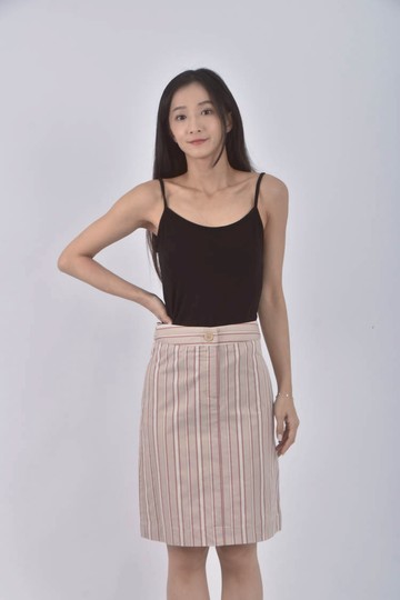 (M) netcity條紋杏色長裙