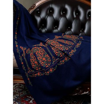 藤蔓寬邊 高定 山羊絨重磅加密保暖圍巾百萬針刺繡民族輕奢披肩冬