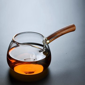 【茶品名】🍵公道杯 過濾 分茶器側把木把公道杯玻璃大號茶海茶具家用待客茶器茶葉茶漏過濾網分茶