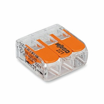 WAGO ワンタッチコネクタ クリア 電線数3 WFR-3BP (8個入)