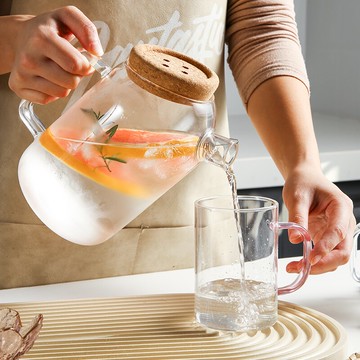 北歐簡約冷水壺玻璃家用客廳耐熱高溫防爆大容量高硼硅扎壺涼水壺