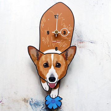 D-252 柯基犬- 動物造型鐘擺鐘