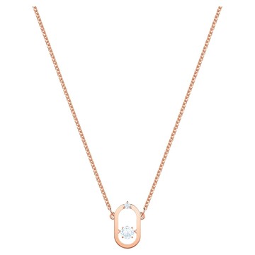 Una 項鏈, 圓形切割，橢圓形, 白色, 鍍玫瑰金色調