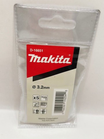 MAKITA 牧田 D-16651 金屬鑽頭 直柄鑽尾 鑽頭 5支組 HSS-Co(鈷) 3.2mm*65mm