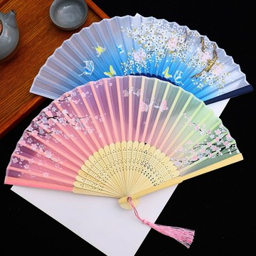 【5.6萬次迴購】古風折扇子女生中國風送學生舞蹈扇兒童漢服隨身折疊扇夏天便攜扇 7XOL