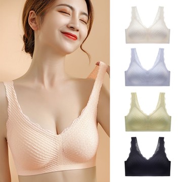 條紋泡泡蕾絲無痕內衣 L-XL 隨機色(老闆不賣了!! )