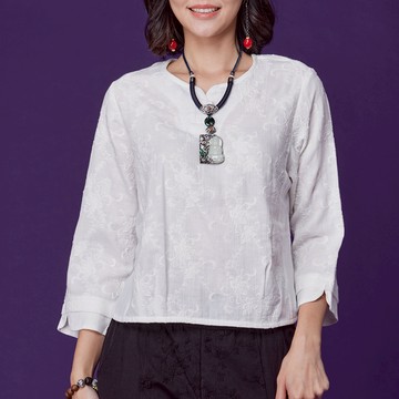 古典美 刺繡花苞上衣【58013】棉麻/亞麻/中國風/漢服/茶禪服