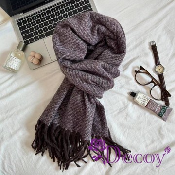 雪花點點 復古流蘇仿羊絨披肩圍巾/葡萄紫