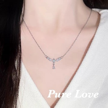 Pure Love樂芙 /正韓 鈦鋼【316L醫療鋼】G01118水鑽繁星水滴鋯石鎖骨鏈 短項鏈 / 銀