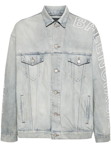 Balenciaga - logo-embroidered denim jacket - unisex - Polyester/Cotton/Cotton - XL - Blue