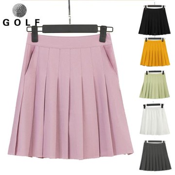 高爾夫短裙女高腰運動百褶裙 彈力速干透氣防走光網球黑色短褲裙