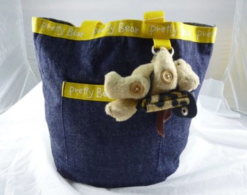 【震撼精品百貨】Pretty Bear 泰迪熊~手提袋『牛仔』