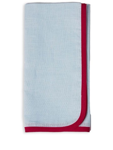 La DoubleJ - contrast trimming napkin two-piece set - unisex - Linen/Flax - One Size - Blue