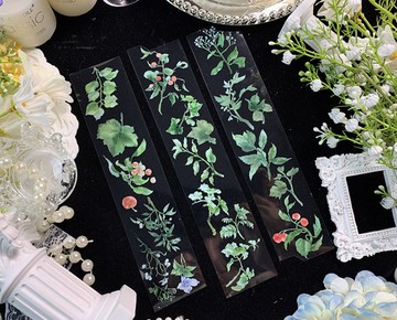 綠植清夏 輕復古植物花卉綜合 PET 紙膠帶