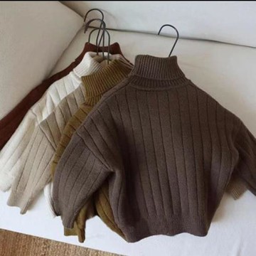 韓國兒童秋冬一體絨保暖男女童針織衫秋冬寶寶韓版高領打底衫女童