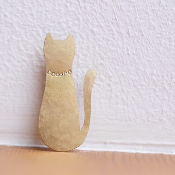BRASS 時髦貓咪 迷你胸針