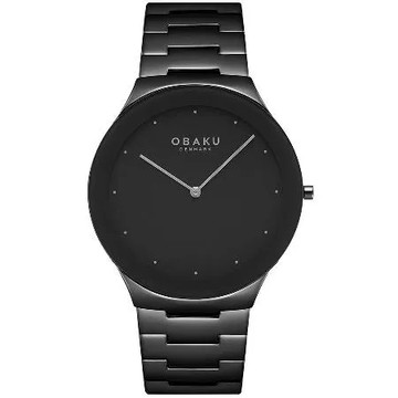 OBAKU 北歐極簡風紳士時尚腕錶-黑