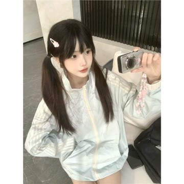 韓系立領薄款防嗮短外套女2025夏季新款涼感運動寬松設計感防曬服