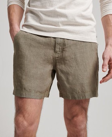 Superdry Men's Men's Overdyed Linen Shorts Khaki / Washed Khaki - Size: Xxl