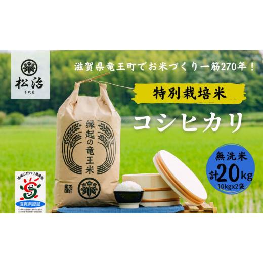 ふるさと納税 滋賀県 竜王町 コシヒカリ 無洗米 10kg x 2袋 縁起の竜王米 特別栽培米 令和5年産  新米 ブランド米 無洗米 精米 20kg おこめ ご飯 270年続く …