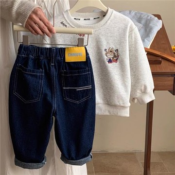 兒童長褲2025春秋童裝男童復古牛仔褲寶寶小童休閑褲大童直筒褲潮