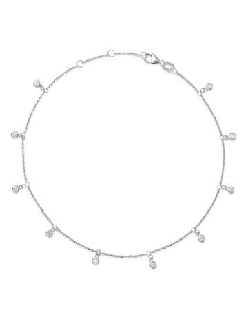 Bloomingdale's Fine Collection Diamond Bezel Droplet Ankle Bracelet in 14K White Gold