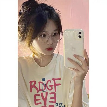 純棉設計感印花字母短袖t恤女夏季ins潮牌vintage寬松半袖上衣服