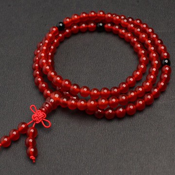 開光 天然紅瑪瑙108粒佛珠手串 108顆天然紅瑪瑙手鏈 紅瑪瑙216粒