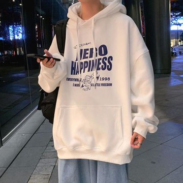 100%純棉男士連帽衛衣寬松韓版港風街頭加絨加厚秋冬季新款外套男