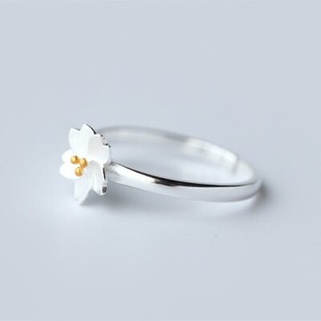 925純銀戒指開口戒-日系風格唯美櫻花情人節生日禮物女飾品73dt80【獨家進口】【米蘭精品】