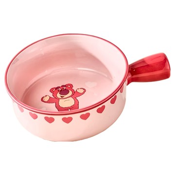 TOY STORY 玩具總動員 樂尚手柄碗 萌趣草莓熊-6' 陶瓷碗 15*5.5CM  草莓熊 粉色  1個