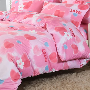 Blue Cat 藍貓 台灣製造銀離子抗菌床包 床包+枕套2個+薄被套 5 x 6.2呎 怦然心動