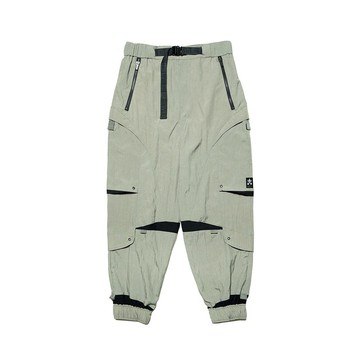 蟲形剪接束口褲-灰綠