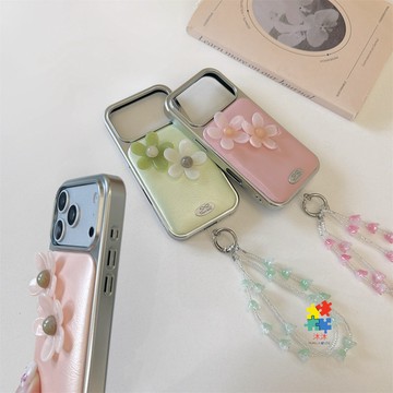 立體彩色小花 保護殼 時尚 帶手鏈 適用 蘋果 iPhone 18 17 16 15 14 13 Pro Max 手機殼