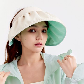OhSunny貝殼防曬帽遮陽帽防紫外線空頂沙灘帽遮臉大帽簷女UPF50+