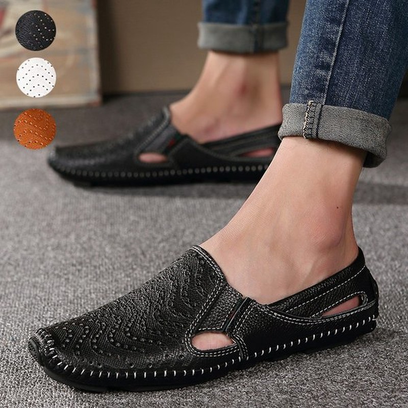 ローファー メンズ ドライビングシューズ 通気性 サンダル スリッポン 柔らかい 春夏 滑り止め ブラック ブラウン ホワイト 通販 Lineポイント最大0 5 Get Lineショッピング