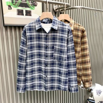 美式BM風格子襯衫薄外套 早秋小眾慵懶復古長袖上衣