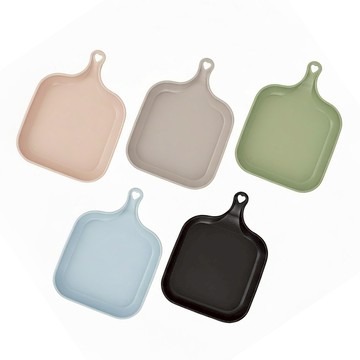 Ggoomim 單柄方形餐盤 Set 5入 方便使用  單品  黑色 + 橄欖綠色 + 粉色 + 灰色 + 淺藍色  1組