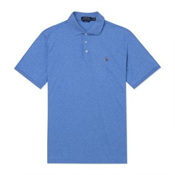 Polo Ralph Lauren RL 熱銷刺繡小馬PIMA棉短袖Polo衫-水藍色(CUSTOM SLIM FIT)