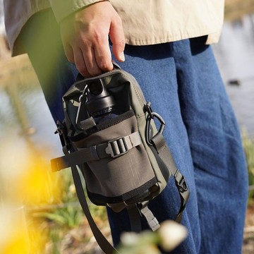 CIE｜日本戶外露營機能水壺兩用側背/手拿包 - 藍灰色