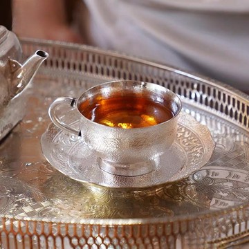 訂製款 純銀銀杯咖啡杯紅茶杯主人杯 銀杯杯墊套裝 純銀純手工