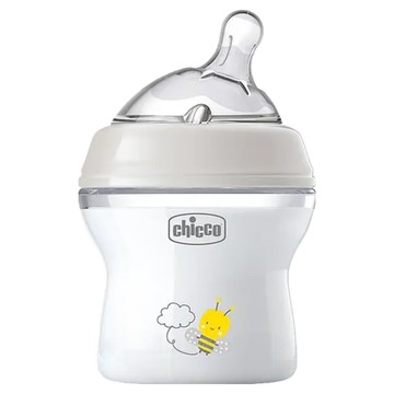 Chicco 天然母感2倍防脹PP奶瓶小單孔 150mL  灰色  1個